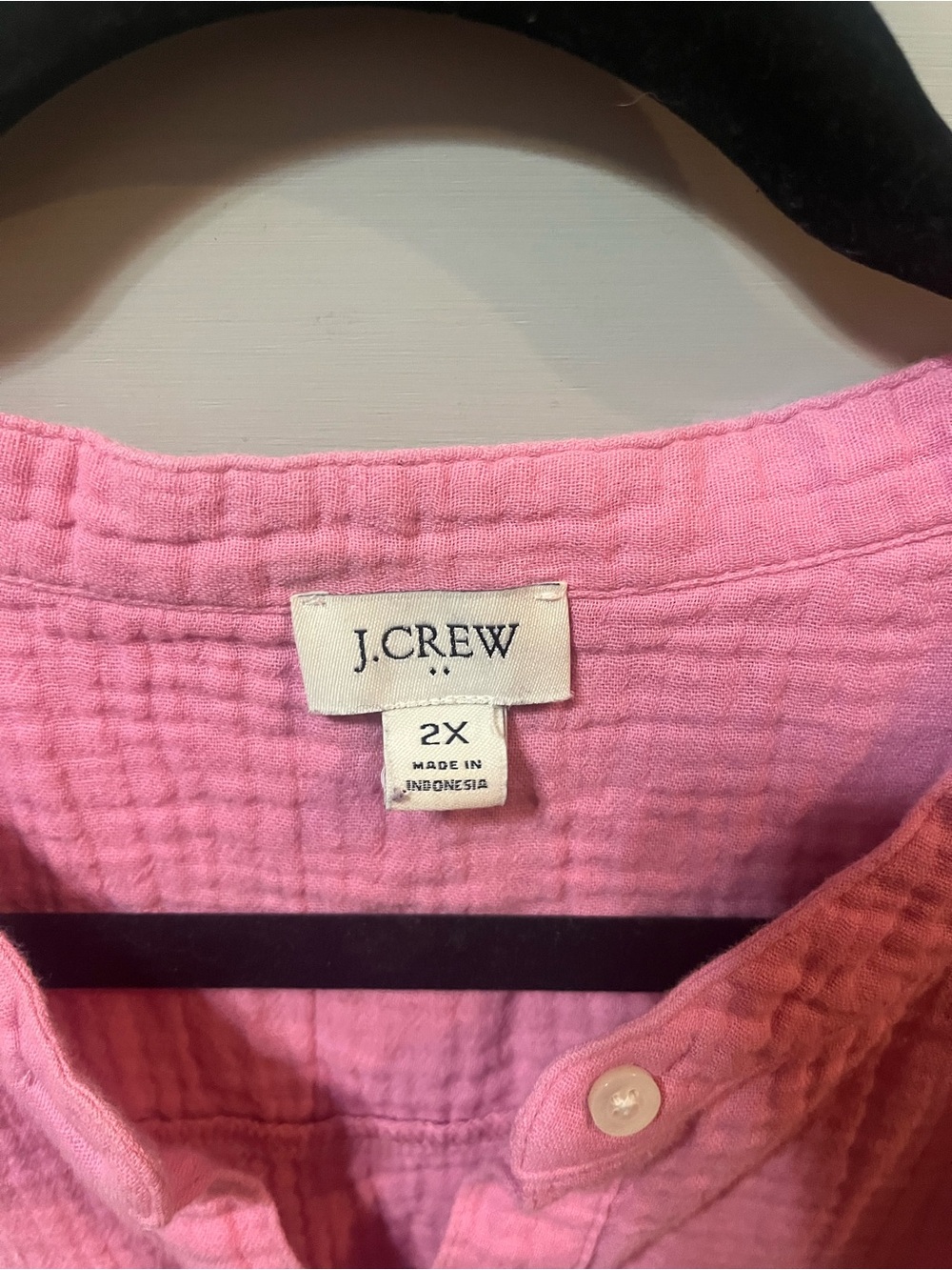 J. Crew Pink Cotton Gauze Henley Tunic Top- size 2X - Picture 3 of 6